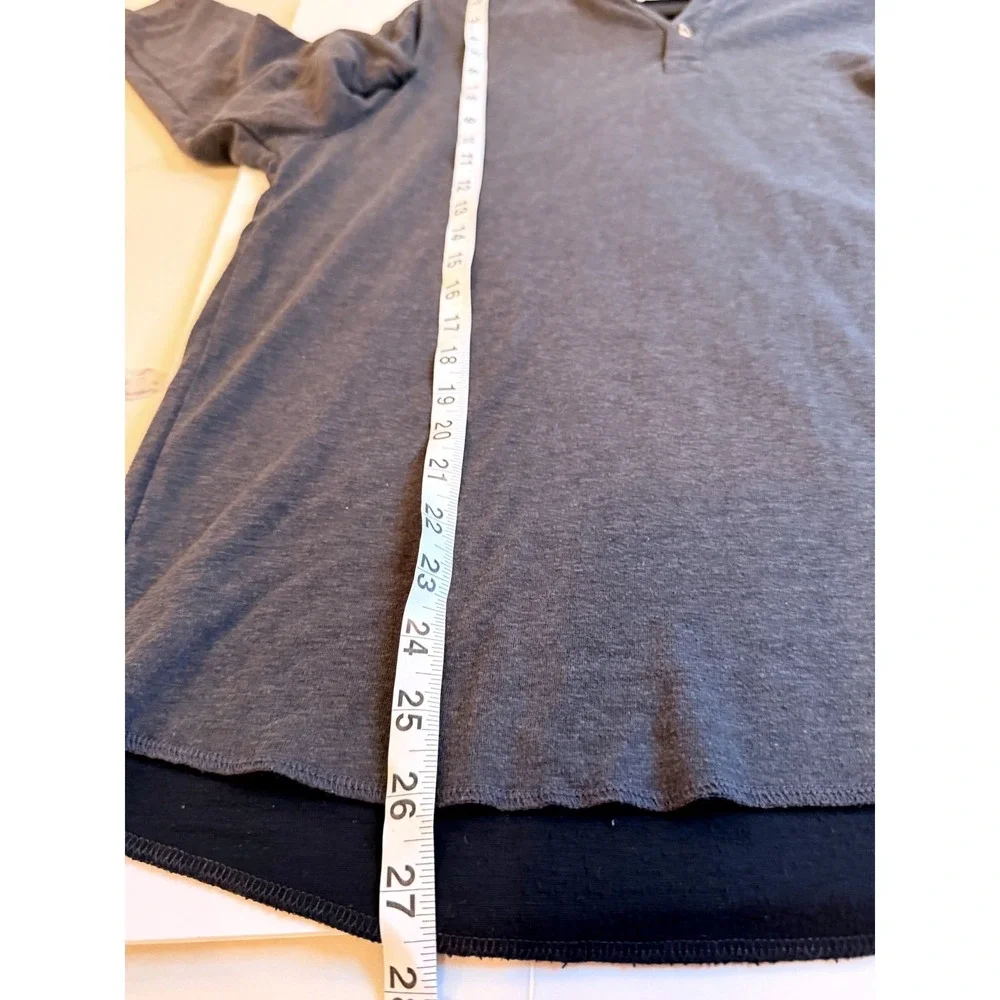 Marine Layer Mens Charcoal Gray Heather Long Sleeve Henley Shirt 13698 M
